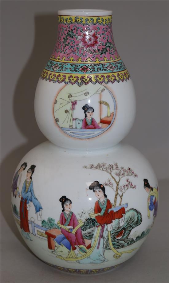 A Chinese Republic porcelain double gourd vase, 13in.